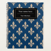 Fleur de Lis Patroon, Frans, Royal, Crème, Blauw Planner (Voorkant)