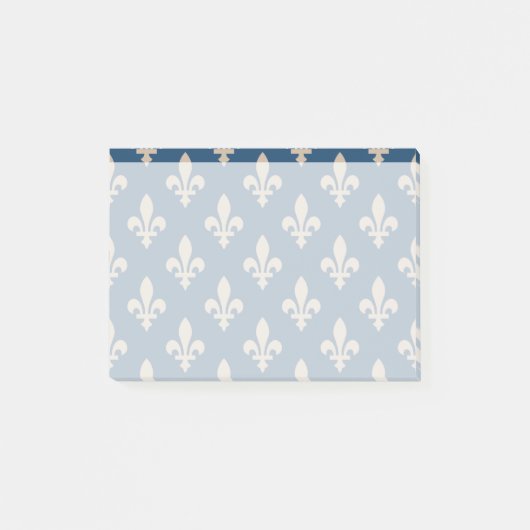 Fleur de Lis Patroon, Frans, Royal, Crème, Blauw Post-it® Notes (Voorkant)