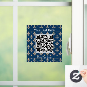 Fleur de Lis Patroon, Frans, Royal, Crème, Blauw Raamsticker