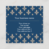 Fleur de Lis Patroon, Frans, Royal, Crème, Blauw Vierkante Visitekaartje (Voorkant)