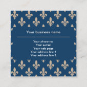 Fleur de Lis Patroon, Frans, Royal, Crème, Blauw Vierkante Visitekaartje (Voorkant)