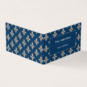 Fleur de Lis Patroon, Frans, Royal, Crème, Blauw Visitekaartje (Buitenkant)