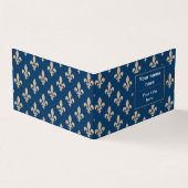 Fleur de Lis Patroon, Frans, Royal, Crème, Blauw Visitekaartje (Buitenkant)