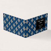 Fleur de Lis Patroon, Frans, Royal, Crème, Blauw Visitekaartje (Buitenkant)