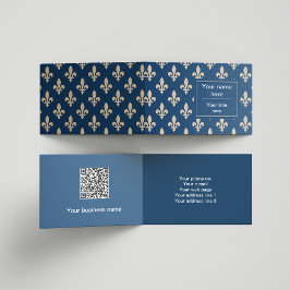 Fleur de Lis Patroon, Frans, Royal, Crème, Blauw Visitekaartje
