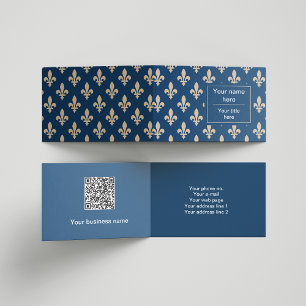 Fleur de Lis Patroon, Frans, Royal, Crème, Blauw Visitekaartje