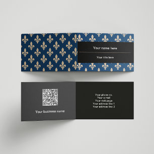 Fleur de Lis Patroon, Frans, Royal, Crème, Blauw Visitekaartje