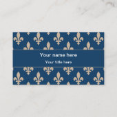 Fleur de Lis Patroon, Frans, Royal, Crème, Blauw Visitekaartje (Achterkant)