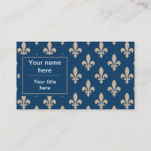 Fleur de Lis Patroon, Frans, Royal, Crème, Blauw Visitekaartje (Achterkant)