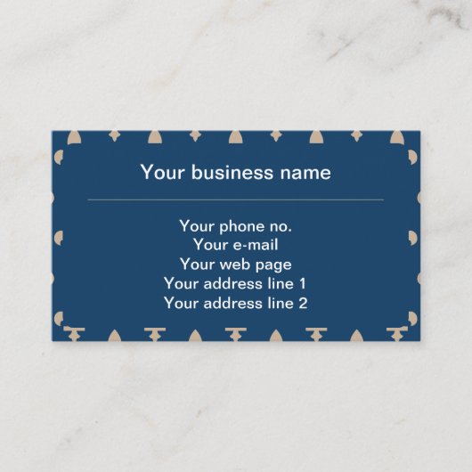 Fleur de Lis Patroon, Frans, Royal, Crème, Blauw Visitekaartje (Voorkant)