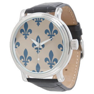 Fleur de Lis-patroon, Koninklijk Frans Blauw op Cr Horloge