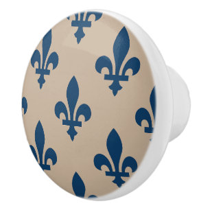 Fleur de Lis-patroon, Koninklijk Frans Blauw op Cr Keramische Knop