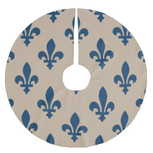 Fleur de Lis-patroon, Koninklijk Frans Blauw op Cr Kerstboom Rok