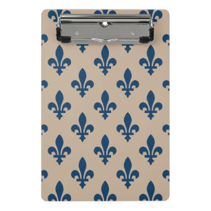 Fleur de Lis-patroon, Koninklijk Frans Blauw op Cr Mini Klembord