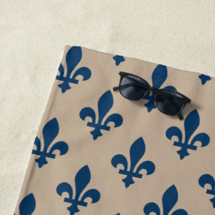 Fleur de Lis-patroon, Koninklijk Frans Blauw op Cr Strandlaken