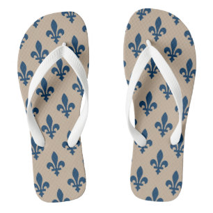 Fleur de Lis-patroon, Koninklijk Frans Blauw op Cr Teenslippers
