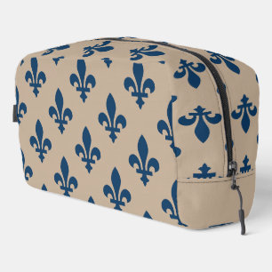 Fleur de Lis-patroon, Koninklijk Frans Blauw op Cr Toilettasje