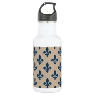 Fleur de Lis-patroon, koninklijk Frans blauw op cr Waterfles