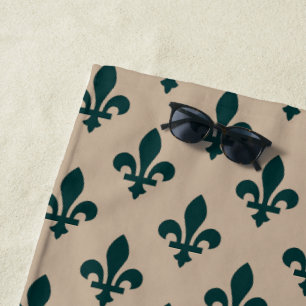 Fleur de Lis-patroon, koninklijk Frans groen op cr Strandlaken