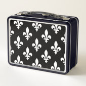 Fleur de Lis Patroon, Koninklijk Frans, Wit op Zwa (Achterkant)