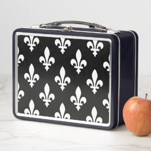 Fleur de Lis Patroon, Koninklijk Frans, Wit op Zwa