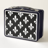 Fleur de Lis Patroon, Koninklijk Frans, Wit op Zwa (Voorkant)