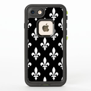 Fleur de Lis Patroon, Koninklijk Frans, Wit op Zwa