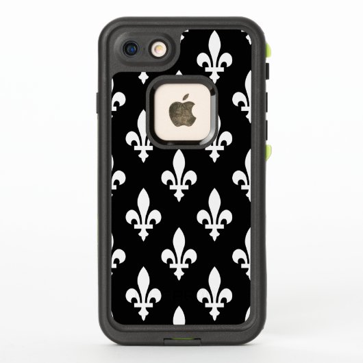 Fleur de Lis Patroon, Koninklijk Frans, Wit op Zwa (Achterkant)