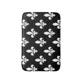 Fleur de Lis Patroon, Koninklijk Frans, Wit op Zwa Badmat (Voorkant Verticaal)