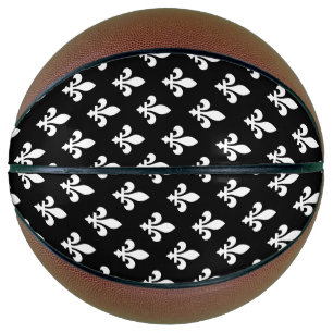 Fleur de Lis Patroon, Koninklijk Frans, Wit op Zwa Basketbal