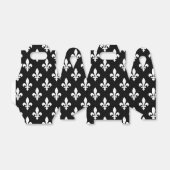 Fleur de Lis Patroon, Koninklijk Frans, Wit op Zwa Bedankdoosjes (Uitgevouwen)