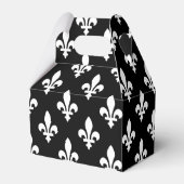 Fleur de Lis Patroon, Koninklijk Frans, Wit op Zwa Bedankdoosjes (Voorkant Zijde)