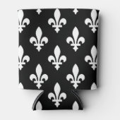 Fleur de Lis Patroon, Koninklijk Frans, Wit op Zwa Blikjeskoeler (Voorkant)