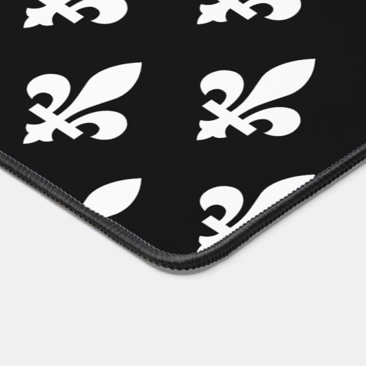 Fleur de Lis Patroon, Koninklijk Frans, Wit op Zwa Bureaumat (Hoek)