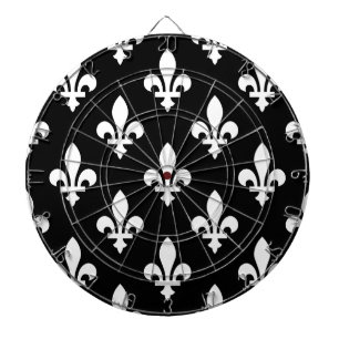 Fleur de Lis Patroon, Koninklijk Frans, Wit op Zwa Dartbord