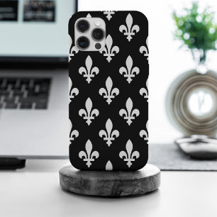 Fleur de Lis Patroon, Koninklijk Frans, Wit op Zwa iPhone 15 Pro Max Case