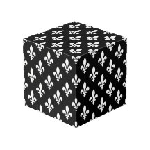 Fleur de Lis Patroon, Koninklijk Frans, Wit op Zwa