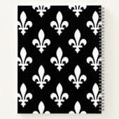 Fleur de Lis Patroon, Koninklijk Frans, Wit op Zwa Notitieboek (Achterkant)