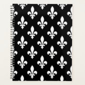 Fleur de Lis Patroon, Koninklijk Frans, Wit op Zwa Planner (Voorkant)
