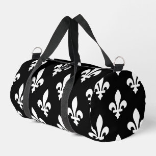 Fleur de Lis Patroon, Koninklijk Frans, Wit op Zwa Plunjezak