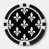 Fleur de Lis Patroon, Koninklijk Frans, Wit op Zwa Poker Chips (Voorkant)