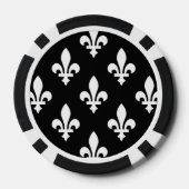 Fleur de Lis Patroon, Koninklijk Frans, Wit op Zwa Poker Chips (Achterkant)