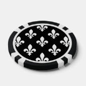 Fleur de Lis Patroon, Koninklijk Frans, Wit op Zwa Poker Chips (Enkel)