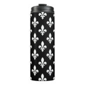 Fleur de Lis Patroon, Koninklijk Frans, Wit op Zwa Thermosbeker (Voorkant)