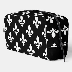 Fleur de Lis Patroon, Koninklijk Frans, Wit op Zwa Toilettasje