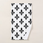 Fleur de Lis Patroon, Koninklijk Frans, Zwart op W Bad Handdoek (Handdoek)