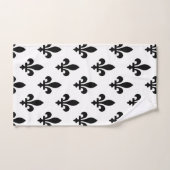 Fleur de Lis Patroon, Koninklijk Frans, Zwart op W Bad Handdoek (Handdoek)