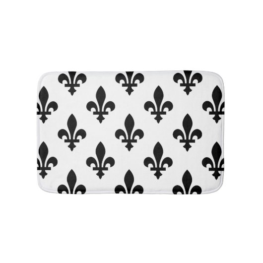 Fleur de Lis Patroon, Koninklijk Frans, Zwart op W Badmat (Voorkant)