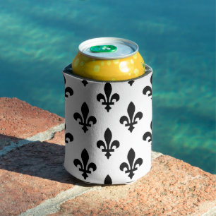 Fleur de Lis Patroon, Koninklijk Frans, Zwart op W Blikjeskoeler