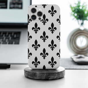 Fleur de Lis Patroon, Koninklijk Frans, Zwart op W iPhone 15 Pro Max Hoesje